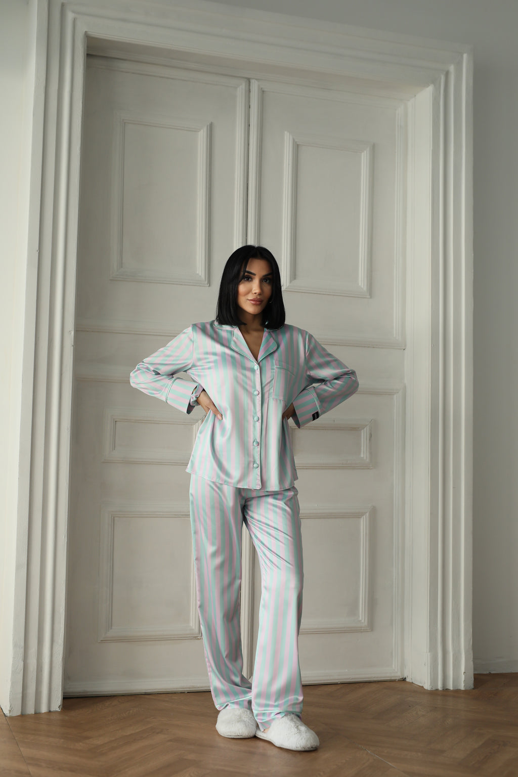 Celeste Striped Satin Loungewear