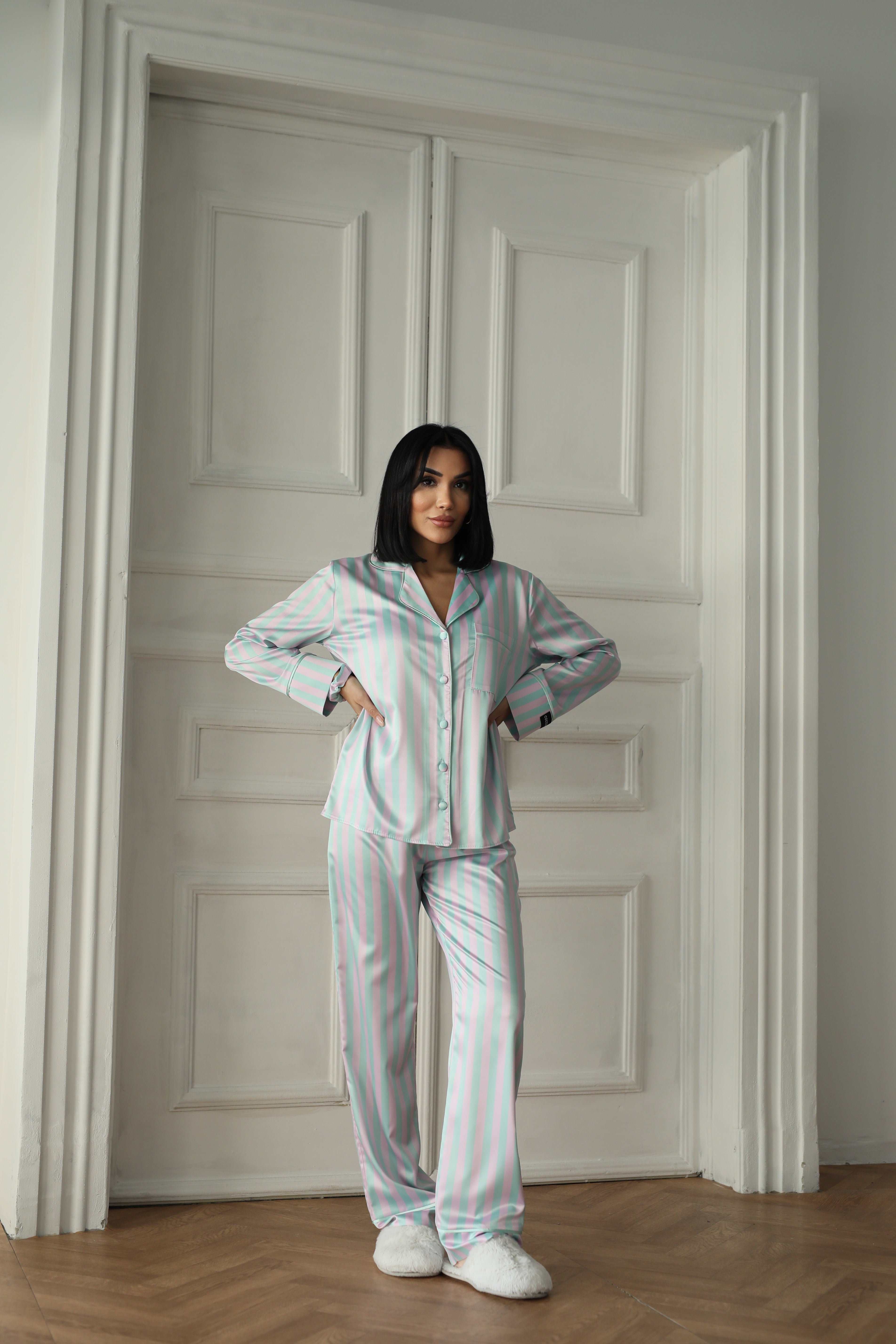 Celeste Striped Satin Loungewear