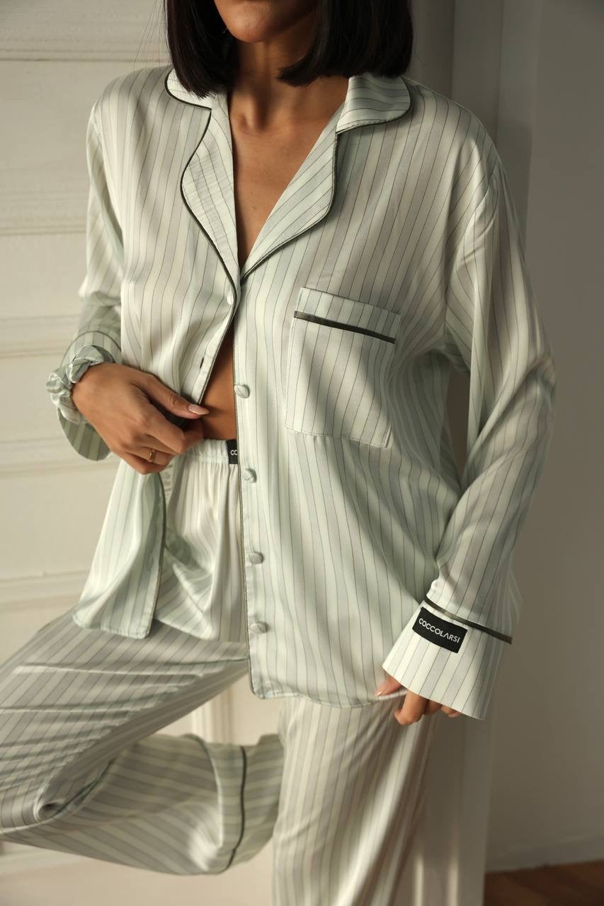 Celeste Striped Satin Loungewear