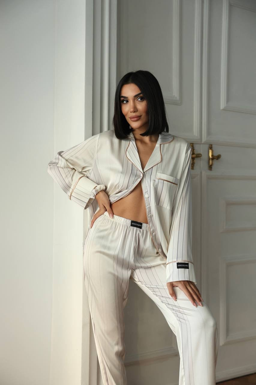Celeste Striped Satin Loungewear