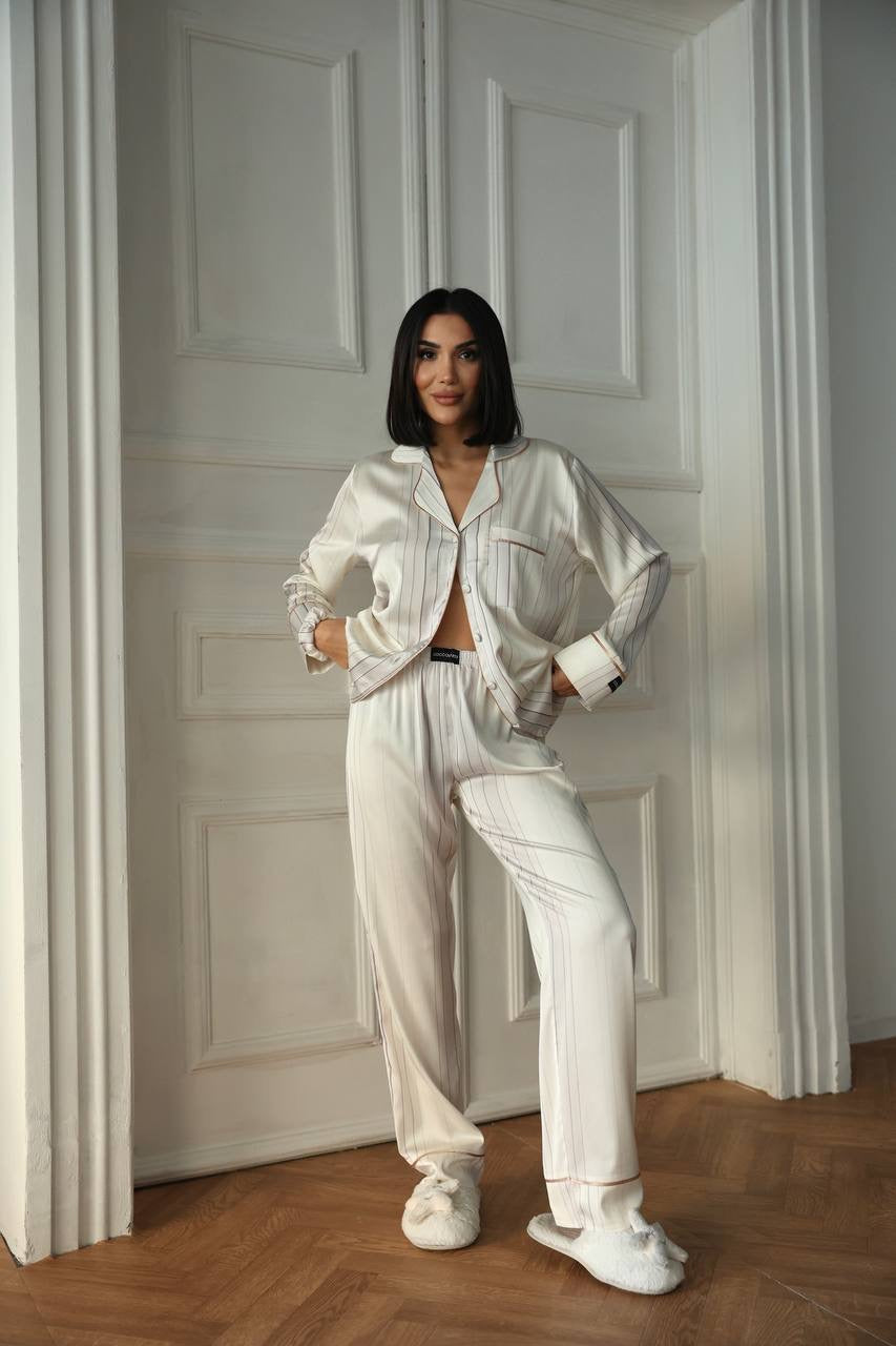Celeste Striped Satin Loungewear