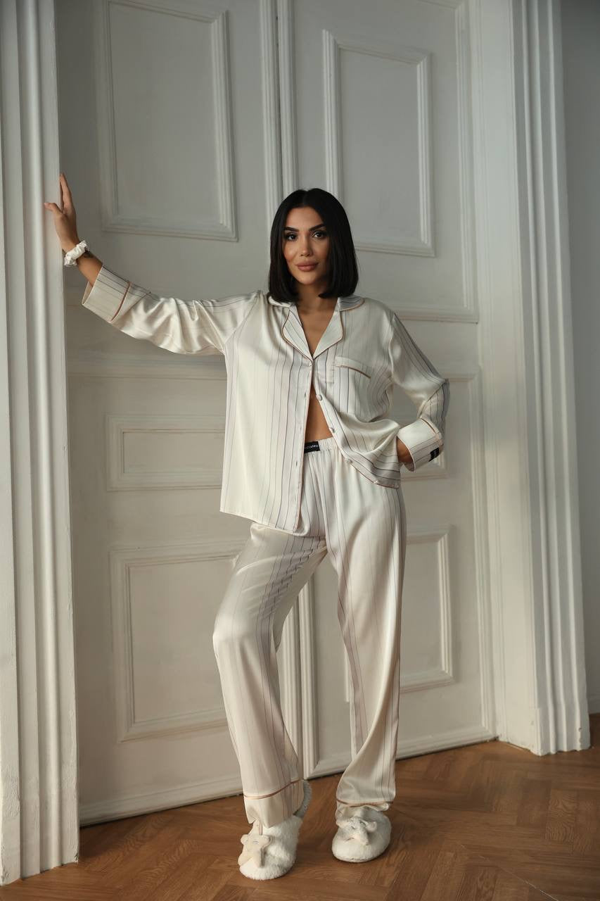 Celeste Striped Satin Loungewear