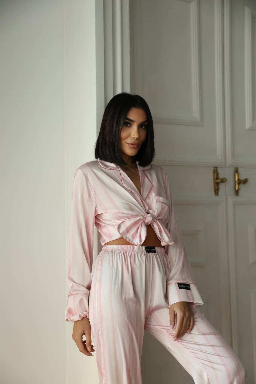 Celeste Striped Satin Loungewear
