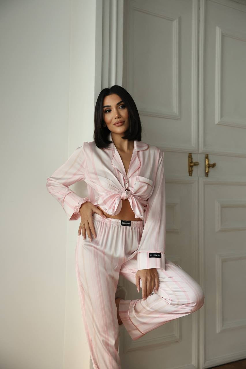Celeste Striped Satin Loungewear