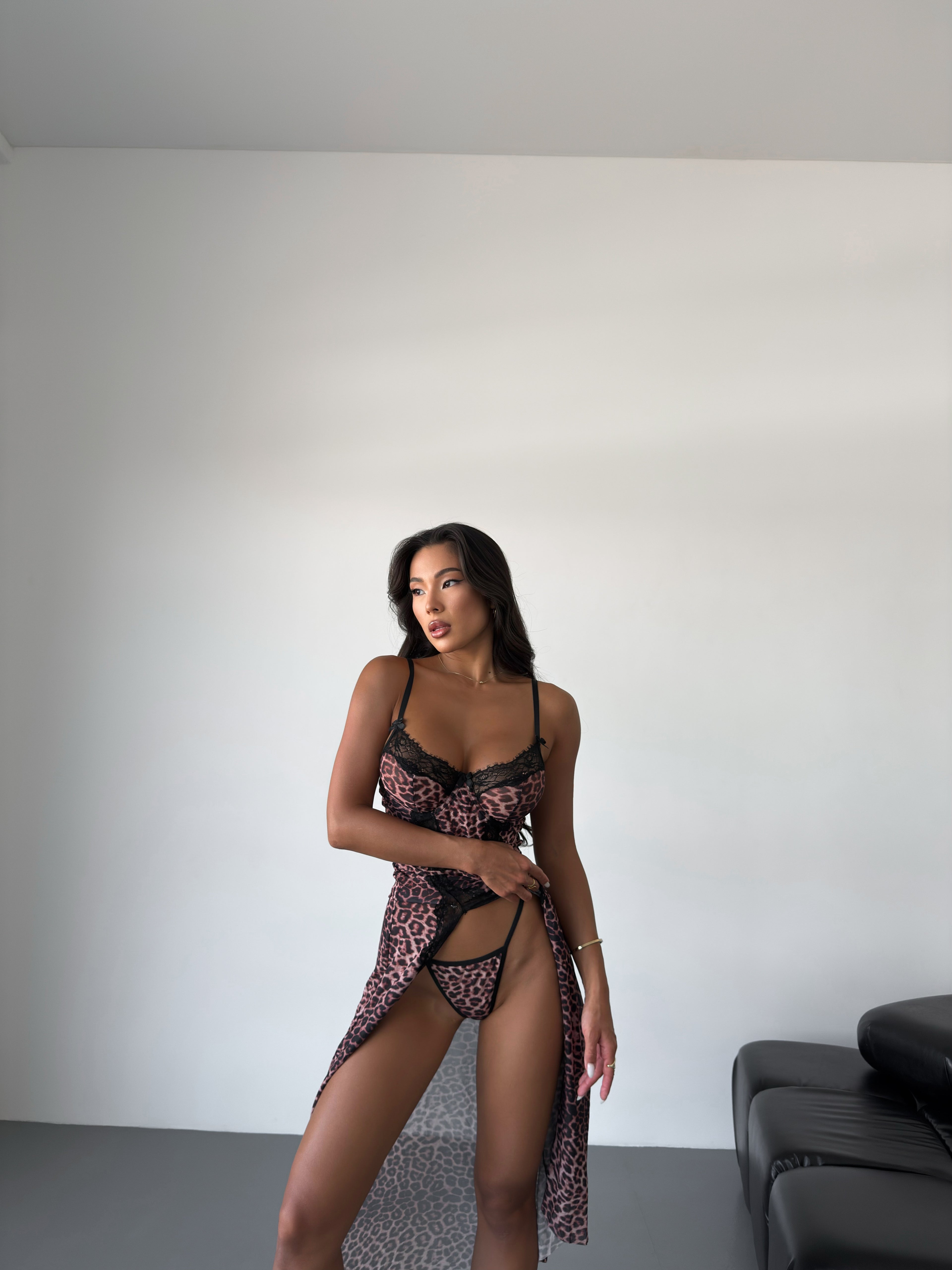 Seduction Leopard Print Corset Maxi Dress with Lace Trim