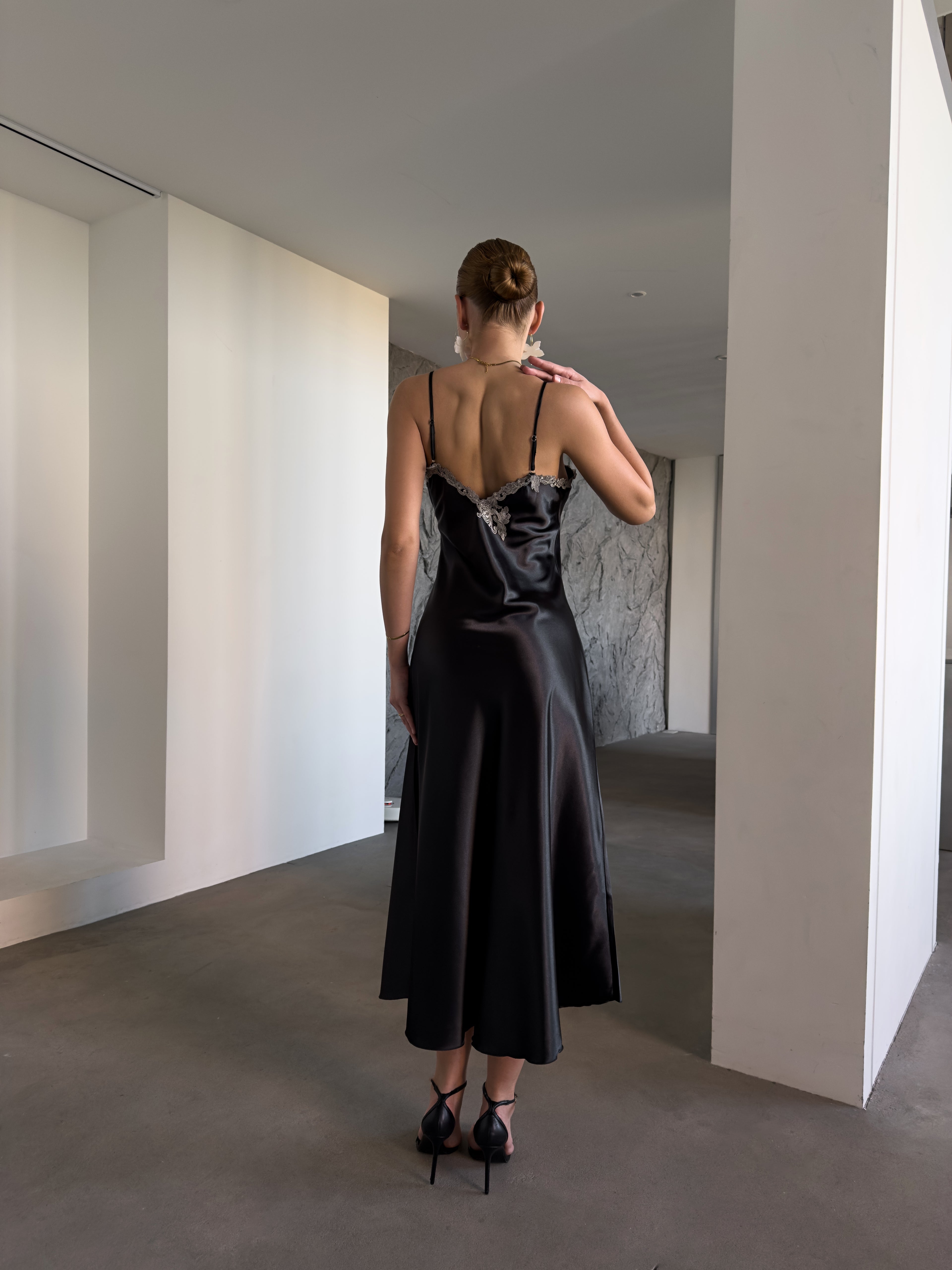 Rosaline Satin Robe & Embroidered Lace Slip Dress Set