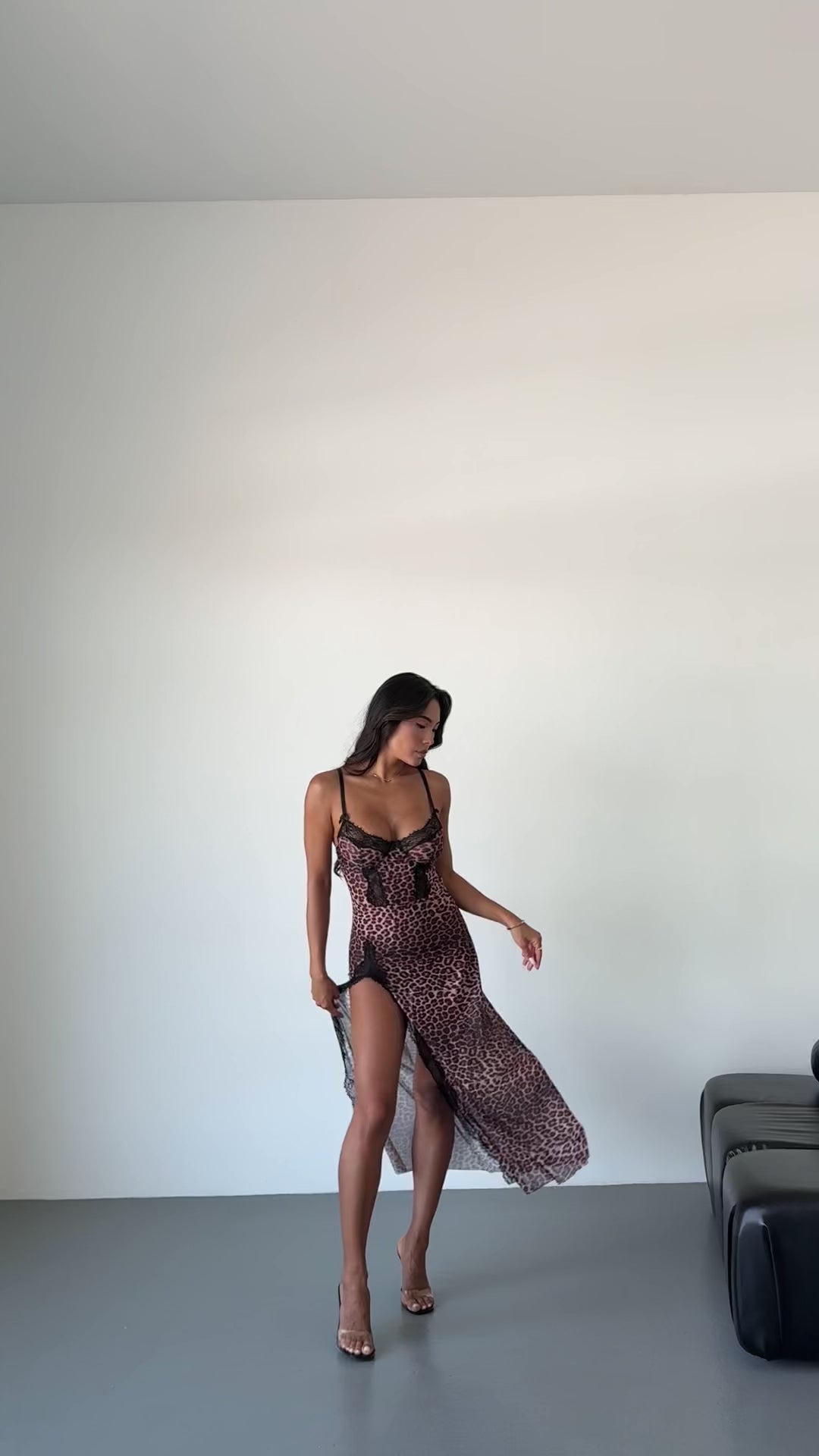 Seduction Leopard Print Corset Maxi Dress with Lace Trim