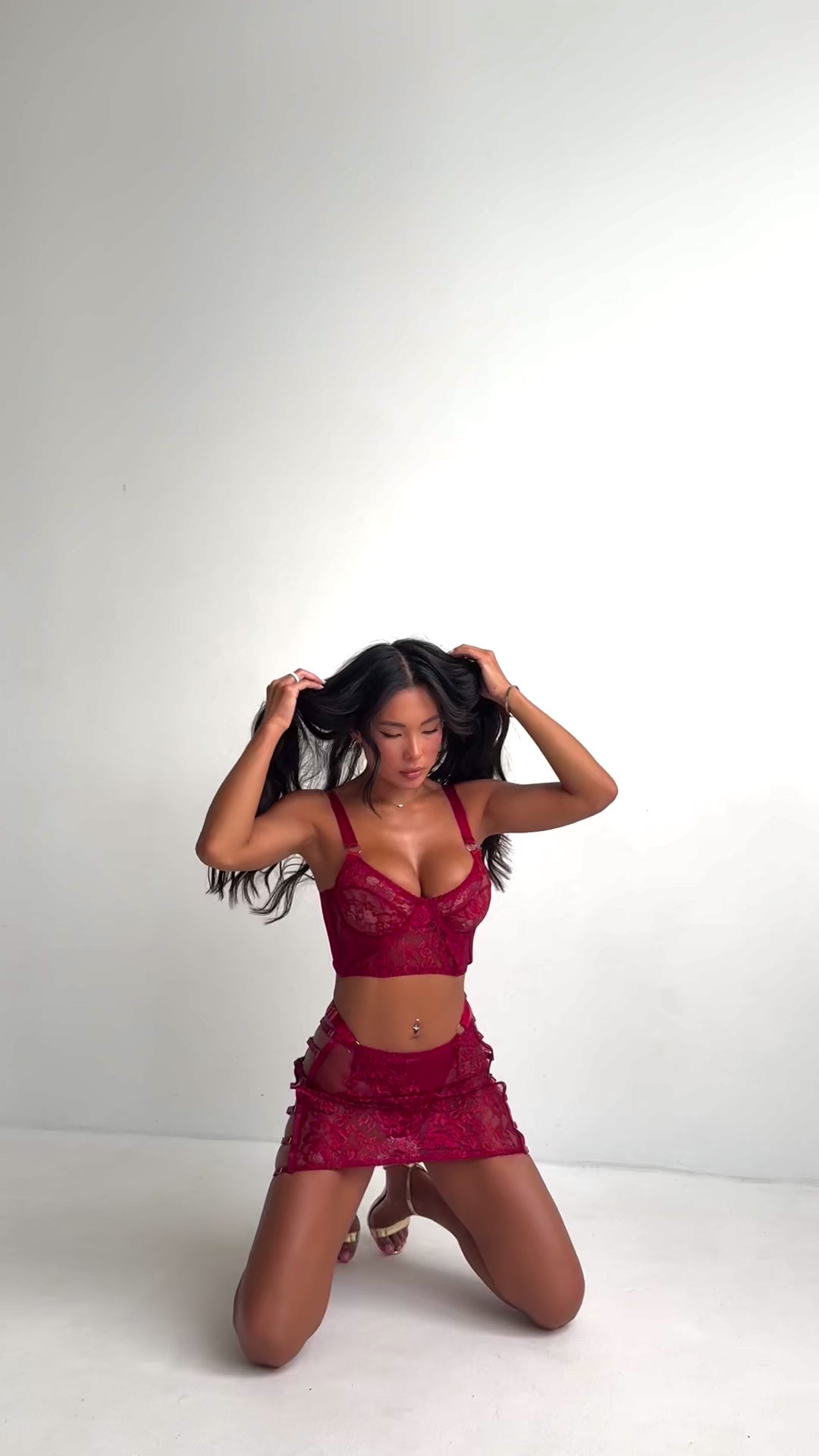 Scarlet Rose Lace Balconette Bustier & Mini Skirt Set